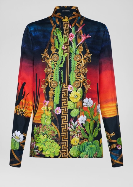 Versace Desert Nights Print Silk Skjorta Dam - 365012PGJ